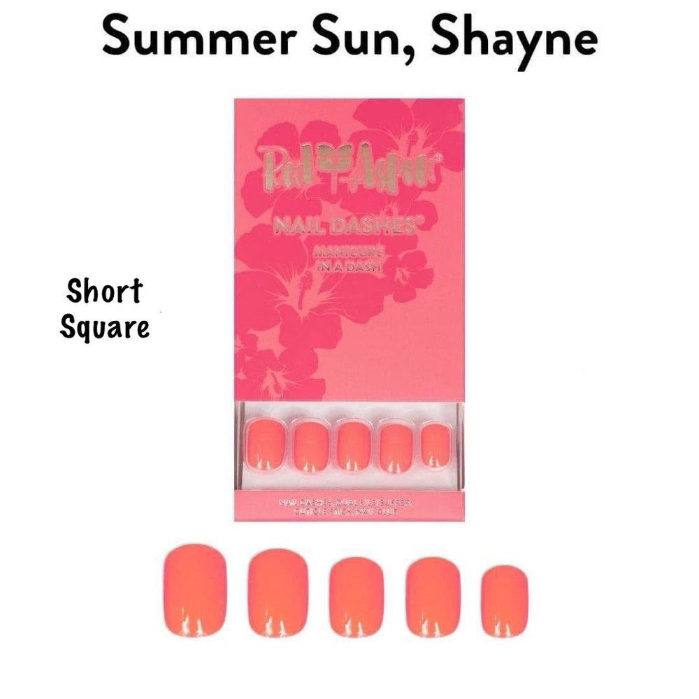 Red Aspen Nail Dashes, Summer Sun Shayne. Short Square Red/Orange color, NIB